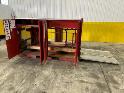 4' X 4' X 7' GONDOLA TRAIN PORTABLE RIGGING & STORAGE BOX w/ RAMP & ROLL OUT CART: STOCK #22008
