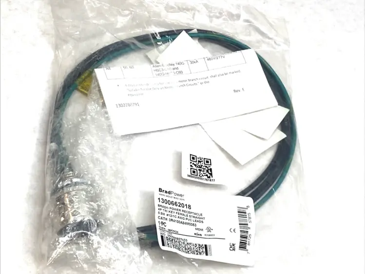 New | in-Stock BRADPOWER 4‑POLE C‑SIZE POWER CORDSET 0.5M PVC Cable & Wire | Maverick Industrial Sales #1101785