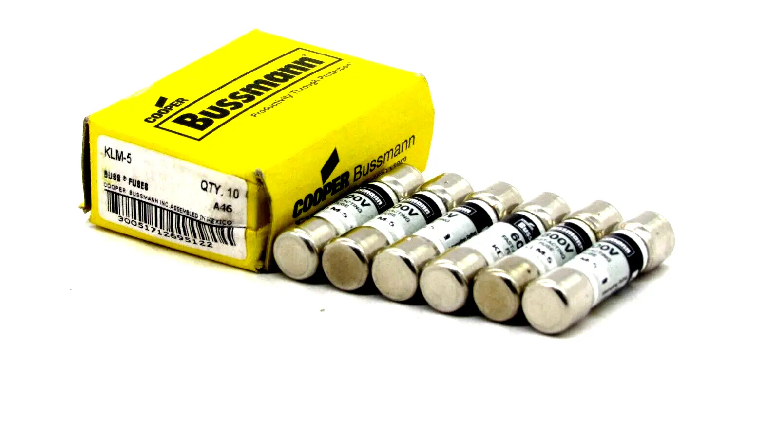 NEW LOT OF 6 BUSSMANN KLM-5 FUSES KLM5