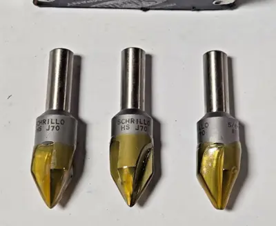 Schrillo 5/8" High Speed Steel Countersink 60 Degree 1/2 #1120 USA Lot of 3