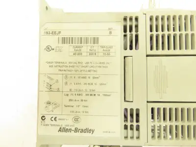 Allen Bradley 193-EEJF E1 Plus Overload Relay 40-200A 600VAC Trip Range 10-30