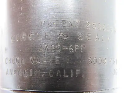 CIRCLE SEAL 249S-6PP 3000 PSI Check Valve In-Line 3/4 NPT