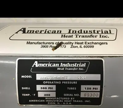 Used AMERICAN INDUSTRIAL AA-1236-4-6-FP 0501 Heat Exchangers Michigan US | Ideal Machinery #582130