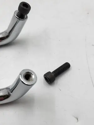 Threaded chrome ptd steel Through-Hole-Mount Offset Pull Handles 2" Ctr-to-Ctr 3/8" dia. handle material