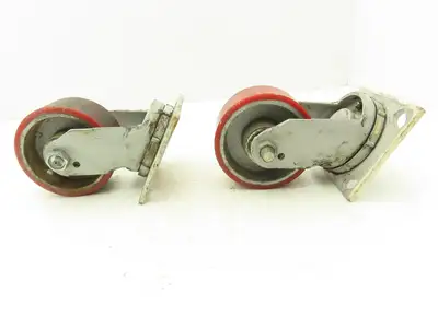 4" Caster Wheel Poly/Cast Swivel Base 2" Wide 5-1/2" Height Lot of 2