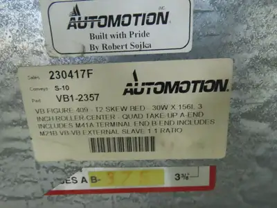 Automotion 30"x 24' V-Belt End Drive Skew Bed Roller Conveyor 3/4Hp 460V 170FPM