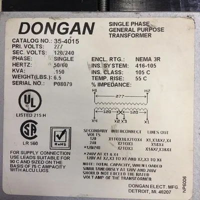 Used DONGAN 35-4015 Transformers Michigan US | Ideal Machinery #1284035