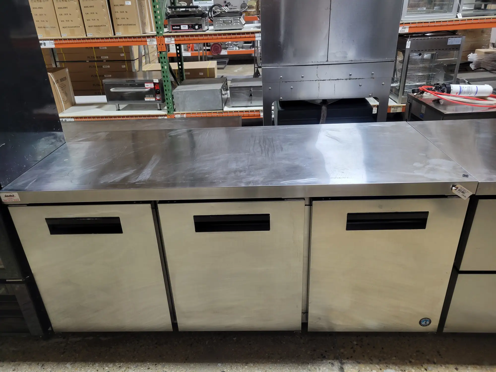 Used Hoshizaki UR72A, Refrigerator, Three Section Undercounter, Stainless Doors