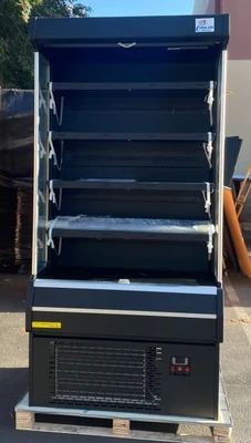 171-0302 40" Black Vertical Self Contained Open Air Display Cooler