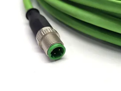 Used Beckhoff Double Ended Ethernet/ EtherCAT Cordset M12 Male 4-pin to RJ45 Cable & Wire Michigan US | Maverick Industrial Sales #1398010