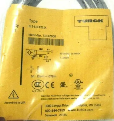 NEW TURCK BI2-S12-RZ31X INDUCTIVE SENSOR T1312000 BI2S12RZ31X