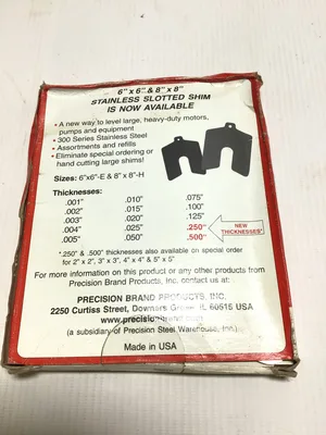 Precision Stainless Slotted Shim Gauge .050 Size D 5″x5″ Slot Size 1-5/8″ (2)