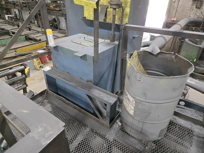 1993 Pangborn 7-Wheel Structural Blast Machine, 24" x 48" Opening, 60' In-Out Conveyors w/ (6) Cross