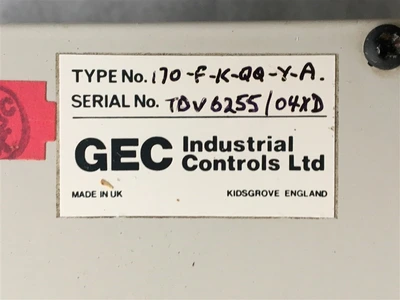 USED GEC INDUSTRIAL 170-F-K-QQ-Y-A-