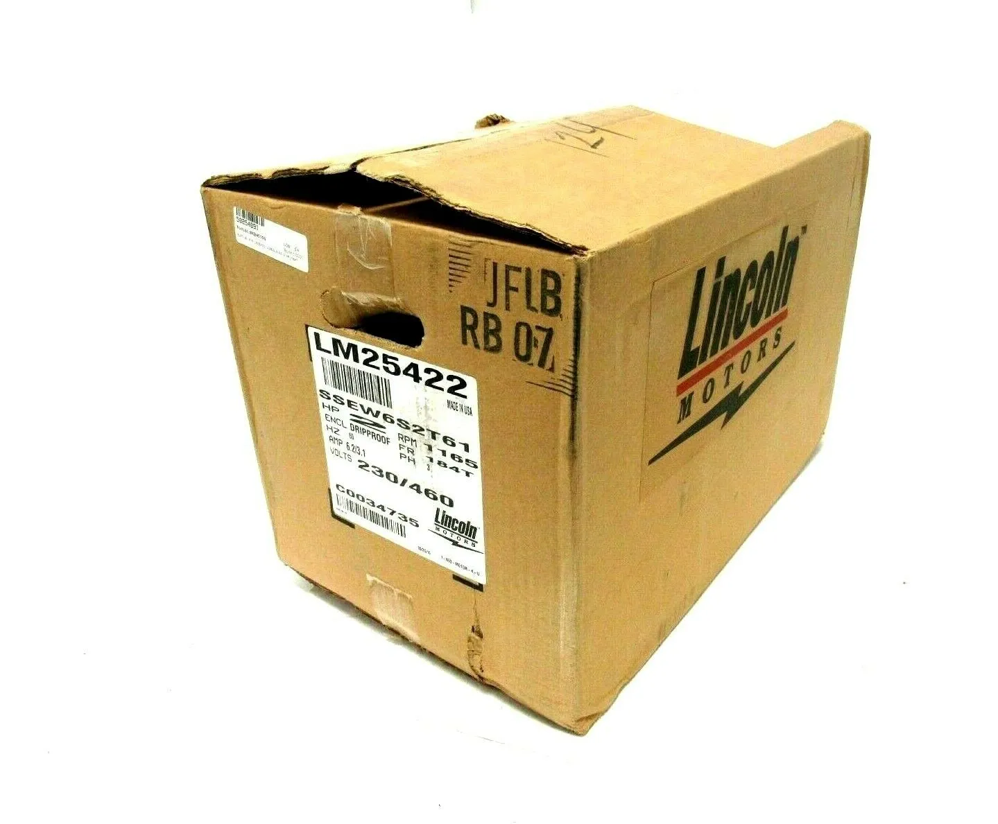 NEW LINCOLN LM25422 MOTOR 2HP 230/460V 1165RPM 1-1/8" DIA.