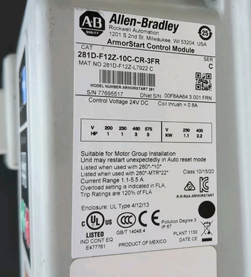 USED Allen-Bradley 281D-F12Z-10C-CR-3FR