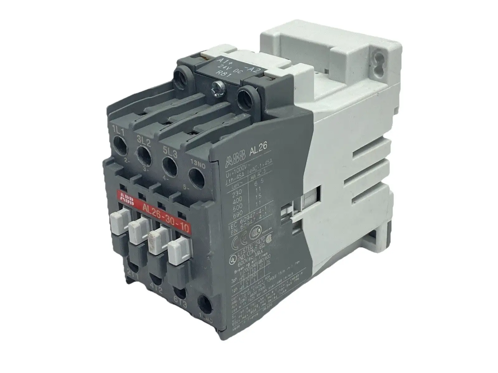 USED ABB AL26 CONTACTOR 3P 45A 690V 24VDC COIL