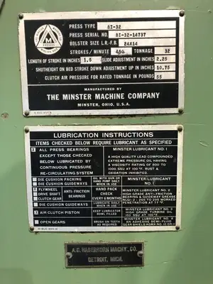 USED MINSTER MINSTER B1-32 PRESS