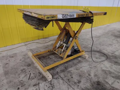 USED ECONO LIFT #SL36-40 HYDRAULIC DOUBLE ROLLER TOP STYLE LIFT TABLE, 110V: STOCK #20955