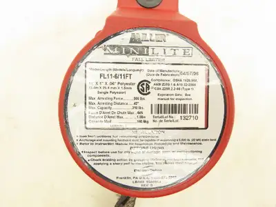 Miller FL11-6/11FT Minilite Fall Limiter 11' Lanyard w/Swivel Shackle Rebar Hook