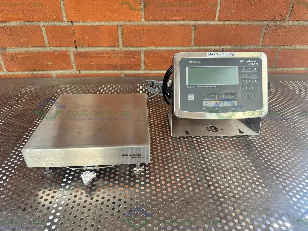 Used MINEBEA INTEC CAPS1U-20CC-LU STAINLESS STEEL SCALE 10X10 W/ MIS2UR-V2, 30 LBS CAPS1U-20CC-LU STAINLESS STEEL SCALE 10X10 W/ MIS2UR-V2, 30 LBS Scales California US | Equipment Lab #1394835
