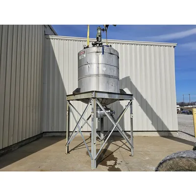 Used 750 Gallon Stainless Steel Liquid Tank and Support Stand