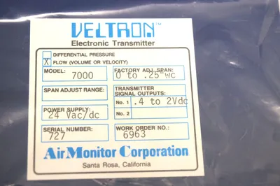 NEW AIR MONITOR CORP. VELTRON 7000 ELECTRONIC TRANSMITTER 7000