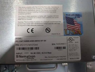 Nematron iPC1700T-N2800-4GB-240SS-W7-DC Industrial PC Workstation F4F07DA0 New NIB