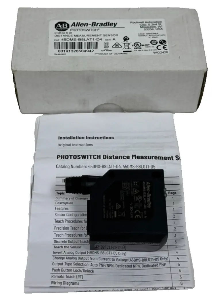 ALLEN BRADLEY 45DMS-B8LAT1-D4 DISTANCE SENSOR SER. A UNUSED SURPLUS
