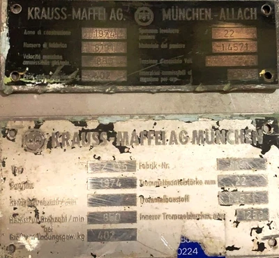 Krauss-Maffei HZ 125/2.5 Si peeler centrifuge, 1.4571 SS.