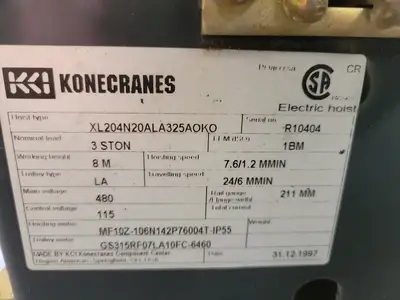 Used KONECRANES XL204N20ALA325AOKO Material Handling (misc) British Columbia CA | Lenmark #1426273