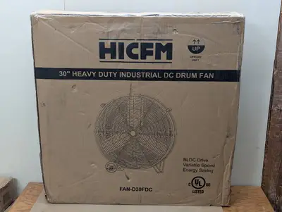 Edendirect 30 in. Heavy Duty Industrial DC Drum Fan in Yellow, Variable Speed Commercial or Industrial Fan