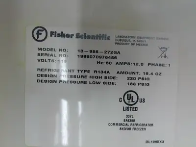 Fisher Scientific Isotemp 3 Glass Door Laboratory Refrigerator 72Cf (2019)