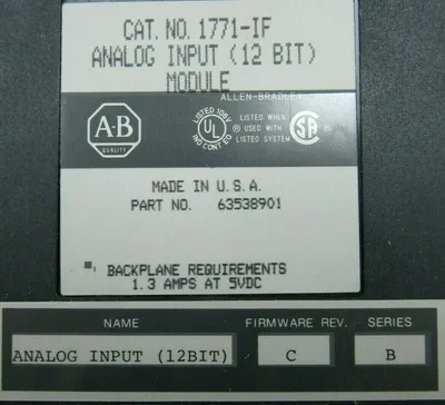 USED ALLEN BRADLEY 1771-IF ANALOG INPUT MODULE 1771IF SER B REV C 63538901