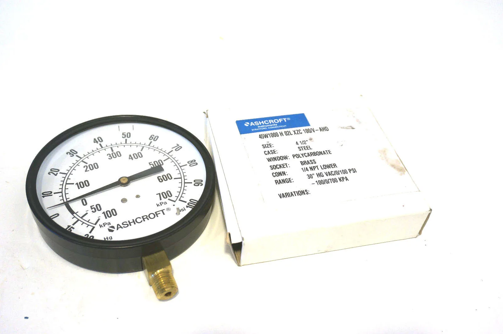 NEW ASHCROFT 45W1000-H-02L-XZC PRESSURE GAUGE 45W1000H02LXZC