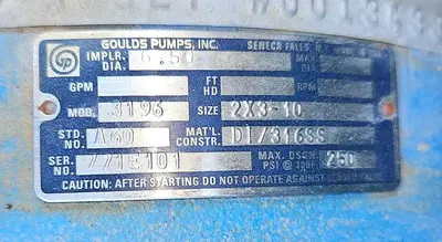 USED 1987 GOULDS 3196