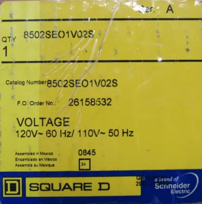 NEW SQUARE D 8502SEO1V02S CONTACTOR SIZE 3 8502SEO1S 110/120 VAC COIL SER.A