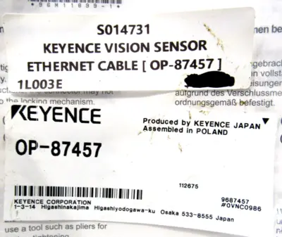 NEW KEYENCE OP-87457 ETHERNET CABLE OP87457