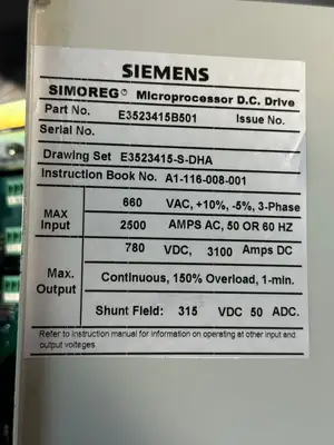 Siemens A1-116-100-505 IS.07 Simoreg E3523415B501 (8.6.2)