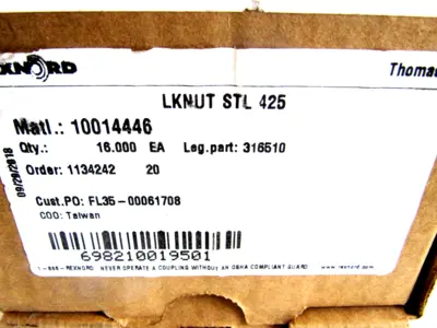 NEW 16 REXNORD 10014446 LOCKNUT STL 425 31650