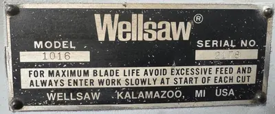 Used WELLSAW 1016 Horizontal Band Saws Ohio US | CW WOOD MACHINERY #474006