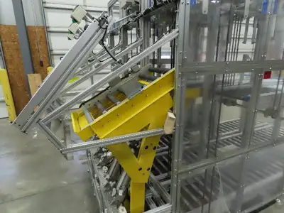 Basket Feeder Stacker 3-Row 14" Roller Conveyor Chain Drive Lift Stack System