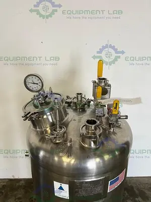 USED PRECISION STAINLESS 284 LITER 316 STAINLESS STEEL  PRESSURE VESSEL 15 PSI @ 248F