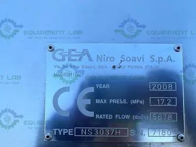 USED GEA NIRO SOAVI NS3037H DUAL STAGE DAIRY HOMOGENIZER 5678 LITERS / HOUR