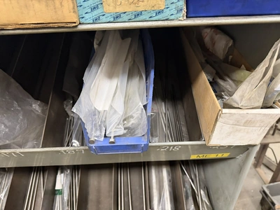 (1) metal rack, 36" wide x 18" deep x 60" tall, with contents of assorted ejector pins.