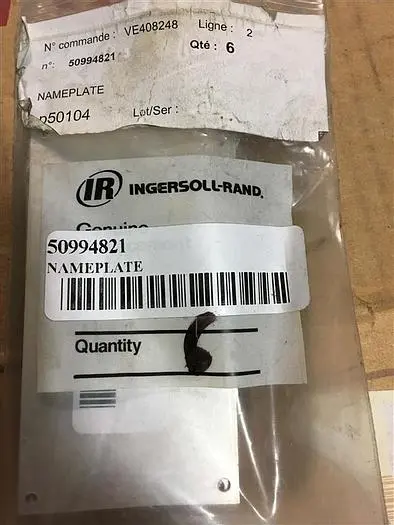New | in-Stock INGERSOLL-RAND NAMEPLATE - 50994821 Compressor Parts & Components Pennsylvania US | East West Machinery & Drilling #1416484