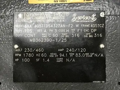 USED MARATHON 6VA 405TTDS4327AN-F2