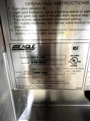 72-0387 Eagle SHT4-NG Natural Gas 4-Well Hot Bar with Overshelf