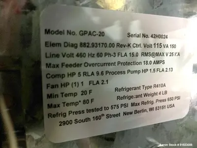 USED 2011 STERLING CHILLERS STERLING  5.2 TONS COOLING