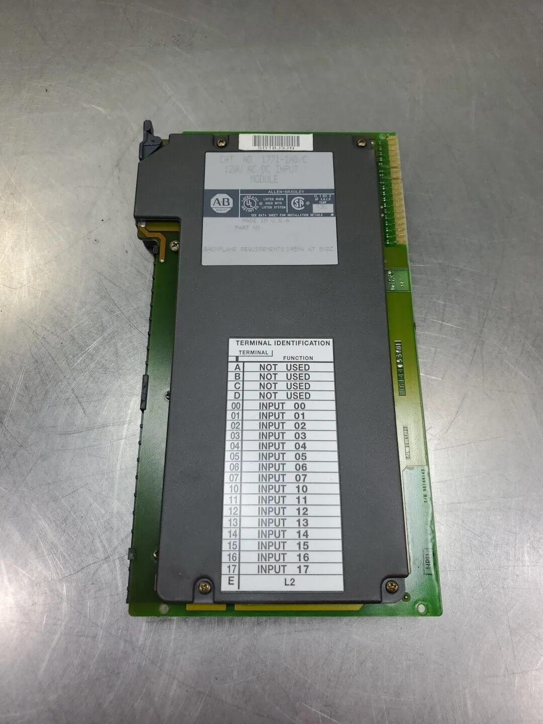 Allen Bradley 1771-IAD/C 120V AC/DC Input Module. 3D-35